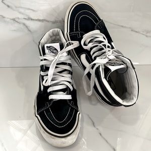 Vans Black and White Sk8-Hi High Top Sneakers